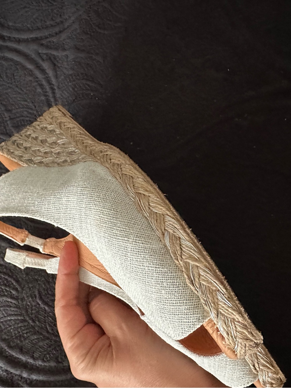 Andre Assous Light Beige Slingback Espadrille Wedges - Picture 13 of 14